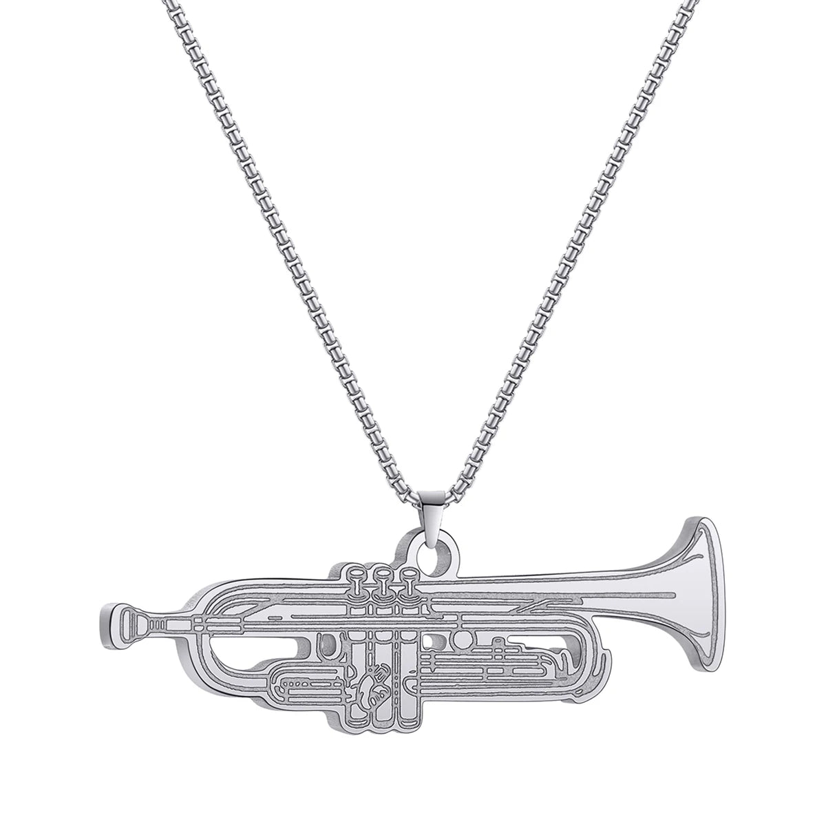 Stainless Steel Trumpet Pendant Necklace