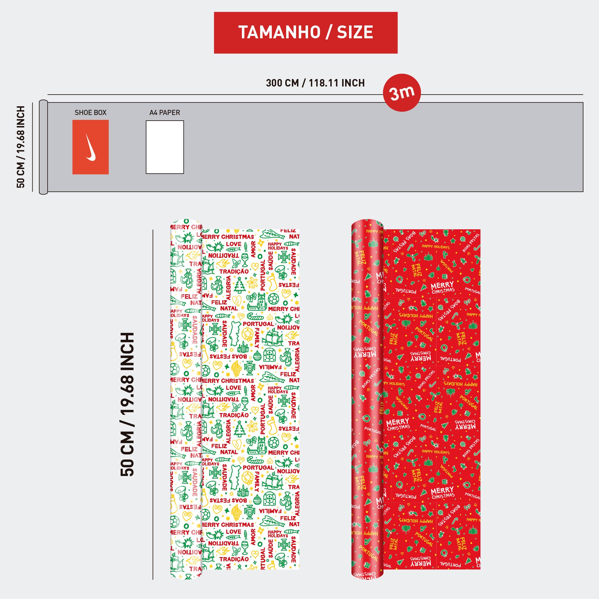 2 Rolls - Natal Portugal - Wrapping Paper / Papel de Embrulho (50x300cm) #1