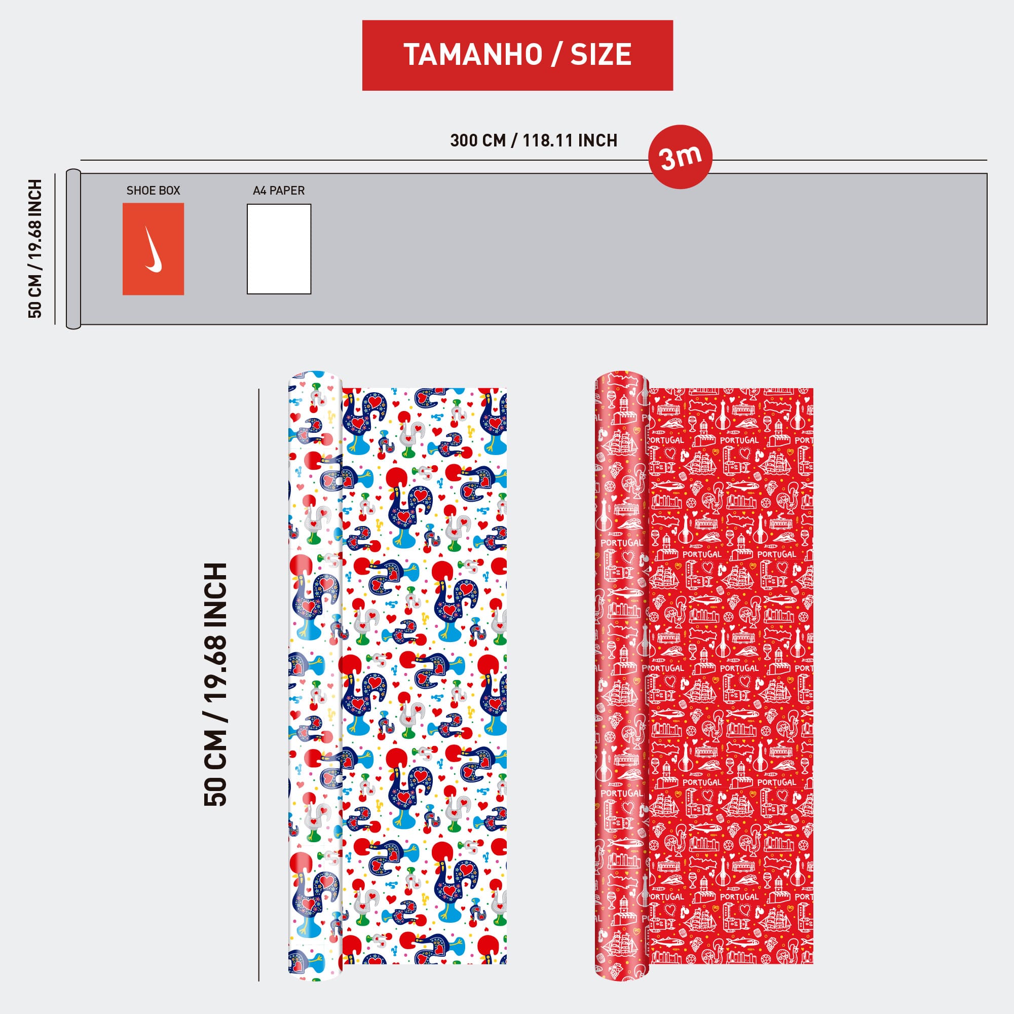 2 Rolls - Portugal - Wrapping Paper / Papel de Embrulho (50x300cm) #2